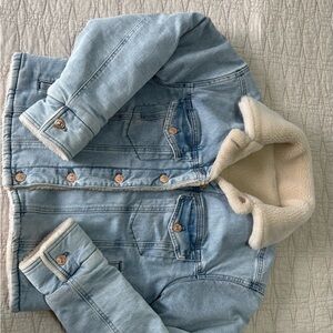 Express Light Blue Denim Sherpa Jacket